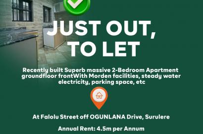 2- Bedroom  Apartment at  Lagos specifically located at Ogunlana Drive Surulere Lagos